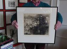 Load image into Gallery viewer, ANTIQUE PRINT. Original 1908 Etching by Hedley FITTON. Entitled the Ponte Vecchio, Florence. Pencil Signed

