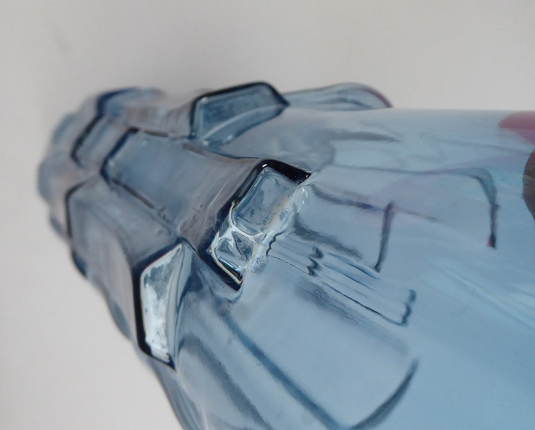 SCANDINAVIAN Glass Vase. Aseda Glasbruk, Swedish Sapphire Glass Bark Vase. Designed by Bo Borgstrom; 1960s