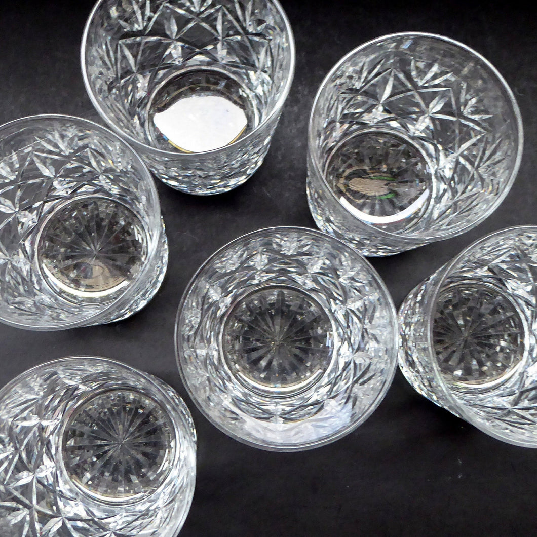 Set of Six EDINBURGH CRYSTAL GLENSHEE Matching Whisky Tumblers. 1960s; Each with Etched Signature. Original Card Box