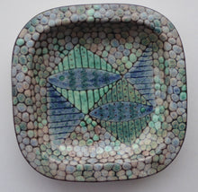 Load image into Gallery viewer, STUDIO POTTERY Heavy Dish or Platter with Srange Fish Design. The Decoration all made of dots to resemble shagreen. Fully signed to the rear
