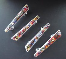 Load image into Gallery viewer, 1950s Original Space Age Door Handles. Tutti-Frutti Resin / Lucite with White Backs on Chrome Fitments. Set of Four
