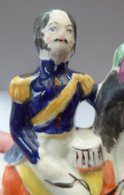 Load image into Gallery viewer, Gorgeous &amp; Rare Pair of STAFFORDSHIRE FIGURES. The Duke and Duchess of Cambridge on Horseback
