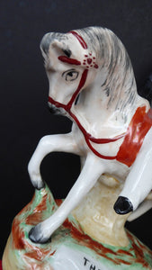 Rare Genuine Antique STAFFORDSHIRE FIGURE. The Prince (of Wales) on Horseback