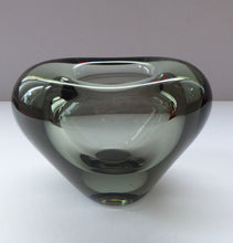 Load image into Gallery viewer, 1950s DANISH Holmegaard MENUET Heart Shaped Smoked Glass Vase
