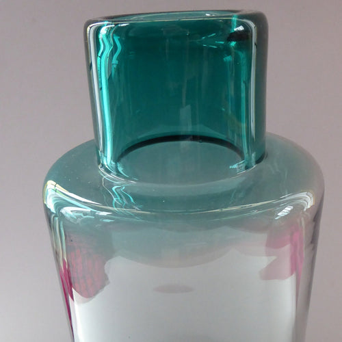 RARE 1950s DANISH Holmegaard Art Glass Bottle Shaped Vase by Per Lutken. Etched signature to the base. 11 inches