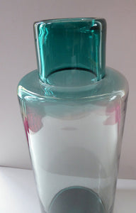 RARE 1950s DANISH Holmegaard Art Glass Bottle Shaped Vase by Per Lutken. Etched signature to the base. 11 inches