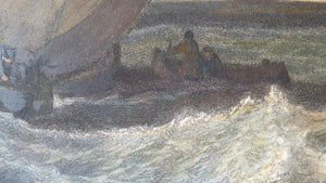 Antique 1830s Hand Coloured Engraving Burnet after Turner The Bridgewater Seapiece