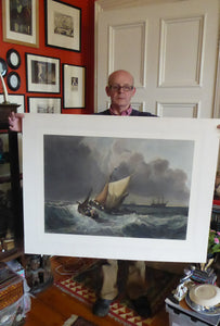 Antique 1830s Hand Coloured Engraving Burnet after Turner The Bridgewater Seapiece