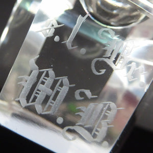 LARGE MASONIC Firing Glass - with Heavy Faceted Base and Fabulous Engraved Masonic Symbols: Sun, Pyramid, Dividers Etc
