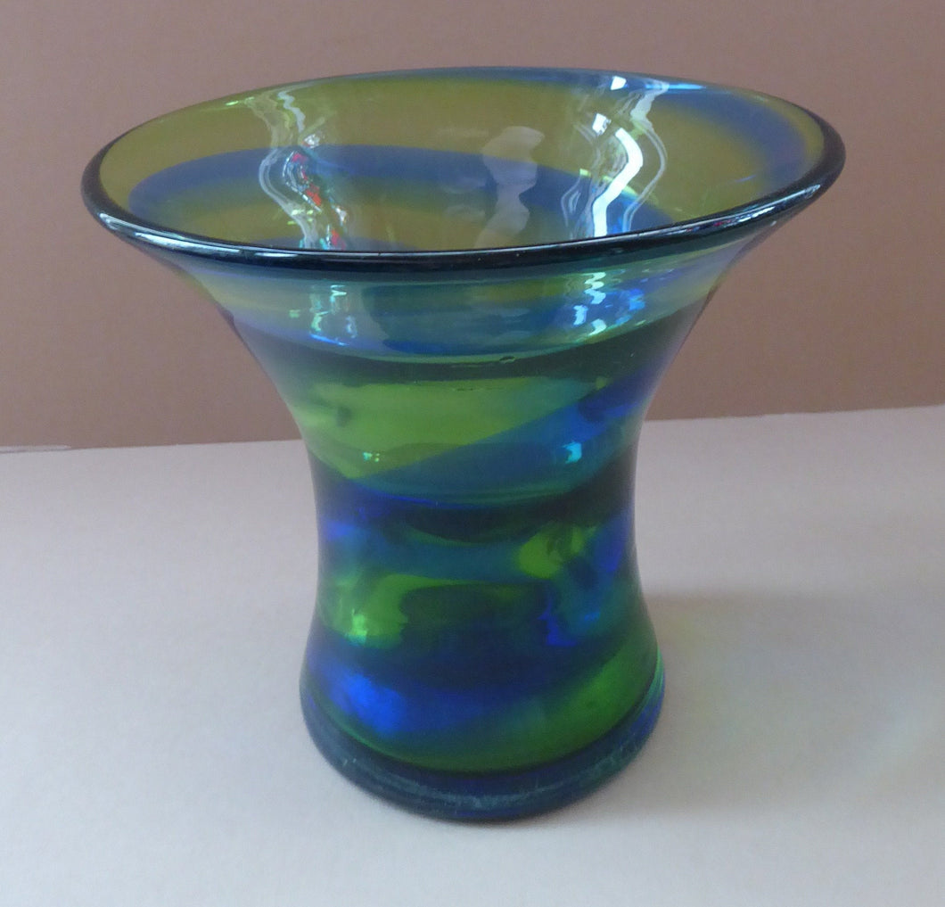 1930s British Art Glass. ART DECO Glass Rainbow Vase by Stevens and Williams (Royal Brierley)