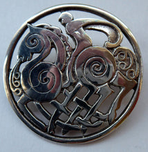 Load image into Gallery viewer, Fine Vintage Scottish SHETLAND SILVER Zoomorphic Stylised Brooch: Odins Horse 1960s
