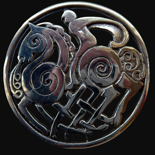 Vintage Scottish SHETLAND SILVER Zoomorphic Stylised Brooch: Odins Horse 1960s