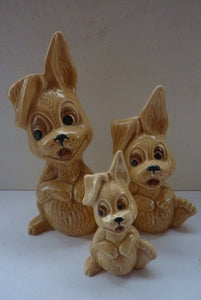 SET of THREE Vintage SYLVAC Rabbits: Complete Set of Rarer Thumper Lop Eared Model 5289, 5290, and 5291