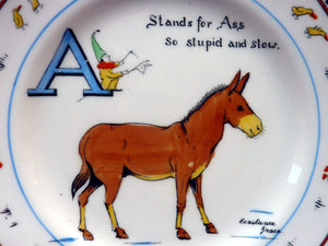 Extremely Rare Paragon Child's Tea or Side Plate. Animal Alphabet Series. "A" stands for Ass