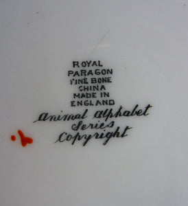 Extremely Rare Paragon Child's Tea or Side Plate. Animal Alphabet Series. "M" stands for Monkey