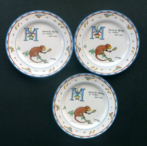 Extremely Rare Paragon Child's Tea or Side Plate. Animal Alphabet Series. "M" stands for Monkey