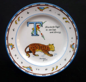 Extremely Rare Paragon Child's Tea or Side Plate. Animal Alphabet Series. "T" stands for Tiger