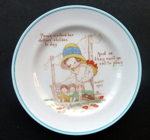 EXTREMELY RARE 1920s Paragon Beatrice Mallet Children's Side Plate: Pam's Washed Her Dollies Clothes