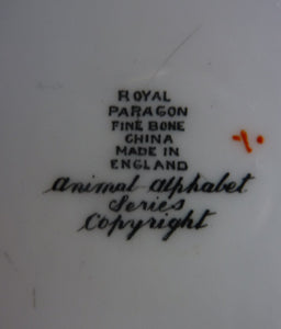 Extremely Rare Paragon Child's Tea or Side Plate. Animal Alphabet Series. "A" stands for Ass