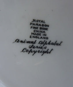 Extremely Rare Paragon Child's Nursery Ware ANIMAL ALPHABET Saucer 1930s