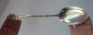 SOLID SILVER. Massive 1919 DANISH Serving or Stuffing Spoon by Christian F. Heise. 15 1/2 inches in length