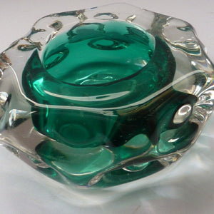 Vintage Cornish Liskeart Green Glass Bowl Jim Dyer