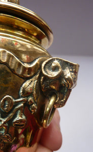 Antique 19th Century Brass Inkwell in the form of a Classical Urn with Ram's Head Handles