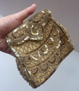 1940s Pretty Little Vintage Sequin and Glass Beads Evening Purse. Made in Belgium