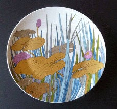 1970s Rosenthal Charger Alian Le Foll Gold Water Lilies
