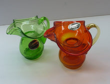 Load image into Gallery viewer, 1950s AMERICAN Matching Pair of Kanawha (Dunbar Glass) Green and Red Glass Jugs
