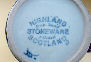 Vintage SCOTTISH Highland Stoneware Jug or Pitcher. Iris Pattern. 6 1/2 inches High