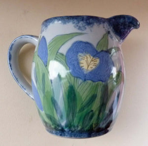 Vintage SCOTTISH Highland Stoneware Jug or Pitcher. Iris Pattern. 6 1/2 inches High