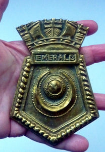 Decorative Vintage Heavy Cast Brass Plaque for Naval Ship HMS Emerald
