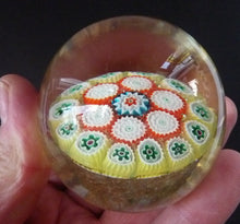 Load image into Gallery viewer, Sweet Vintage Millefiori Italian MURANO Paperweight on Gold Glittery Ground

