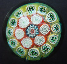 Load image into Gallery viewer, Sweet Vintage Millefiori Italian MURANO Paperweight on Gold Glittery Ground
