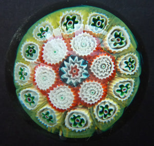 Sweet Vintage Millefiori Italian MURANO Paperweight on Gold Glittery Ground