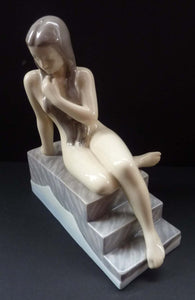 DANISH Royal Copenhagen / Bing and Grondahl Rare 1950s Figurine of The Little Mermaid (Nude on Steps)