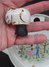 Load image into Gallery viewer, Heated Baby Bowl. VINTAGE FRENCH Limoges Dish with Singer Mark and Stamp. Shows Cute Couple Dancing in an Orchard
