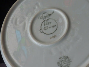 Heated Baby Bowl. VINTAGE FRENCH Limoges Dish with Singer Mark and Stamp. Shows Cute Couple Dancing in an Orchard