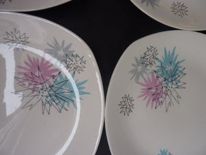 Harder to Source 1950s MIDWINTER Quite Contrary Pattern. Four Side Plates. Designed by Jessie Tate, c 1957