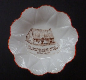 Rare Little SHELLEY Porcelain Pin Dish Souvenir from the Glasgow Empire Exhibition 1938