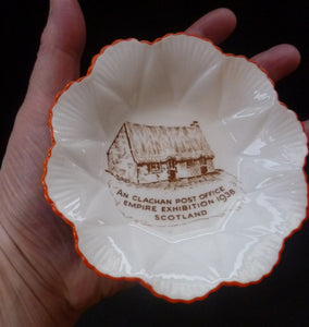 Rare Little SHELLEY Porcelain Pin Dish Souvenir from the Glasgow Empire Exhibition 1938