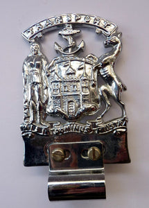 CAR BADGE. Extremely Rare Vintage City of EDINBURGH Transport Council Official Car Mascot. Nickel Plate and in Excellent Condition