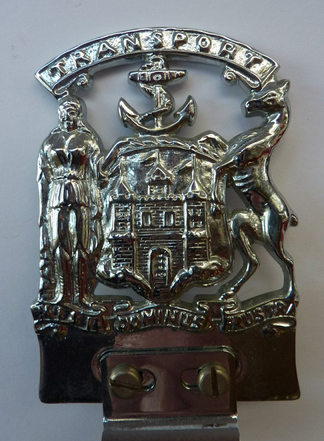 CAR BADGE. Extremely Rare Vintage City of EDINBURGH Transport Council Official Car Mascot. Nickel Plate and in Excellent Condition