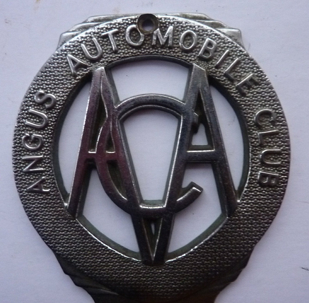Car Badge. Rare Vintage Scottish ANGUS AUTOMOBILE CLUB Car Mascot. Nickel Plate and in Excellent Condition