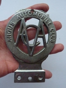 Car Badge. Rare Vintage Scottish ANGUS AUTOMOBILE CLUB Car Mascot. Nickel Plate and in Excellent Condition