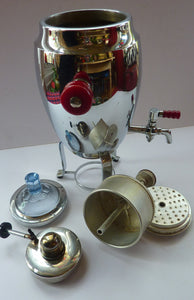 WMF 1930s ART DECO Coffee Percolator  / Hot Water Samovar / Portable Kettle with Spirit Burner. Shiny Chrome Plate. Ostrich Mark