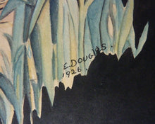 Load image into Gallery viewer, 1930s Art Deco Watercolour Japanese Lady and Children with a Parasol 

