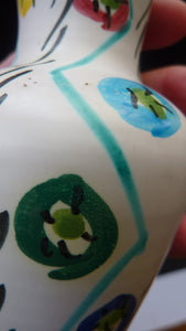 1950s Italian Ceramic Vase with Hand Painted Abstract Design. Cute Miniature Vase