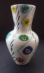1950s Italian Ceramic Vase with Hand Painted Abstract Design. Cute Miniature Vase